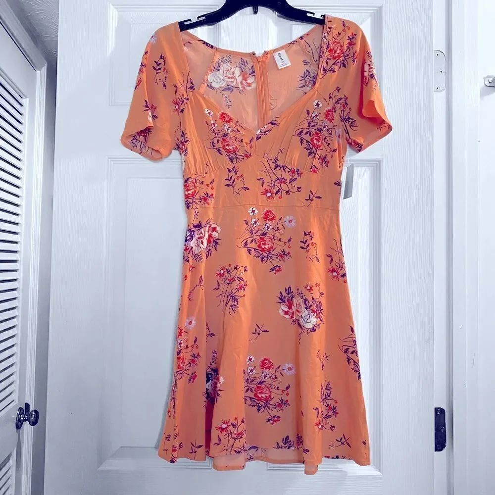 Abound Peach Floral Mini Dress Sz XS NWT